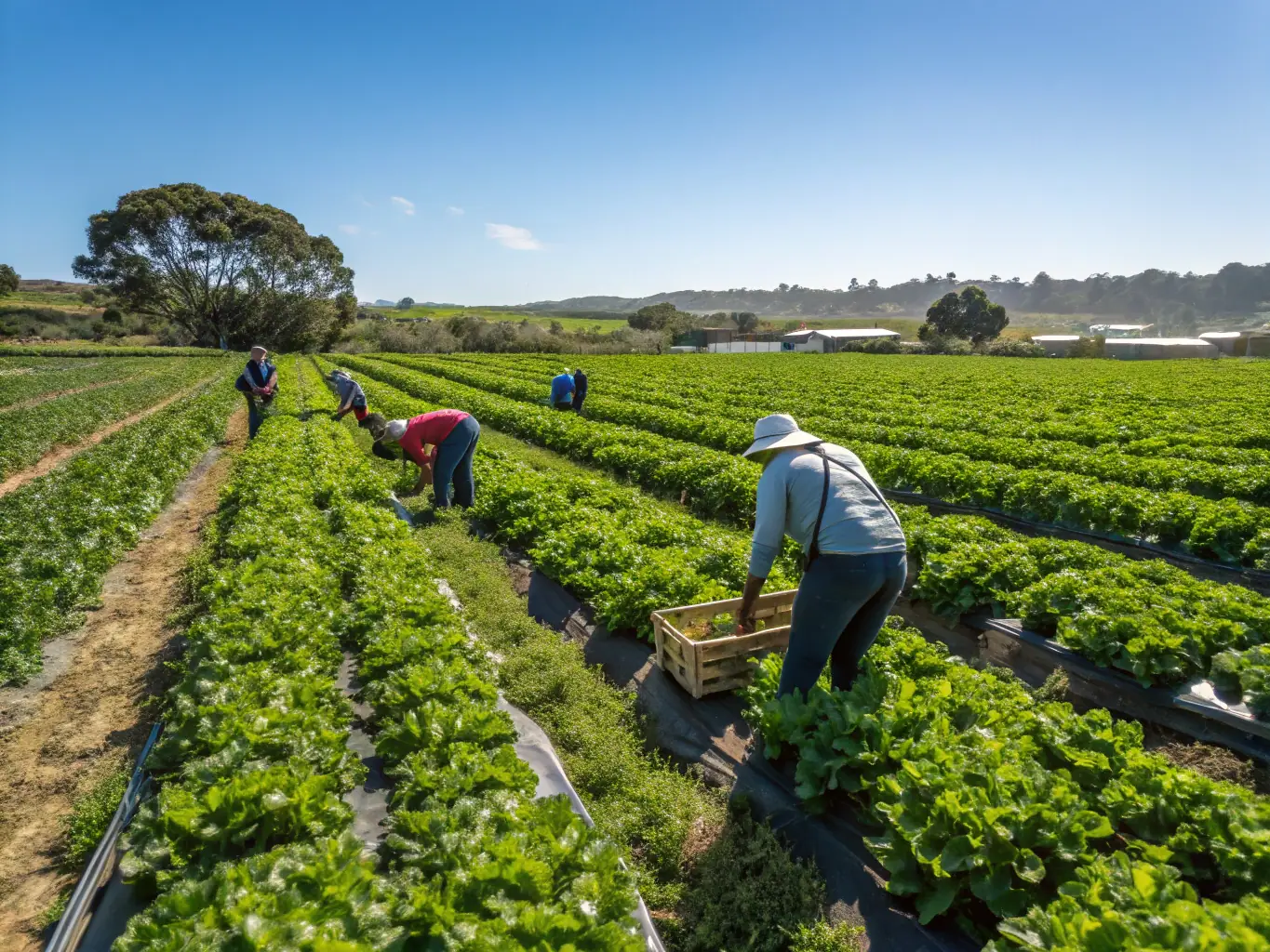 An image of sustainable agricultural practices in action at the Aubepeyre estate, showcasing eco-friendly farming methods, crop diversity, and the integration of agriculture with natural ecosystems.